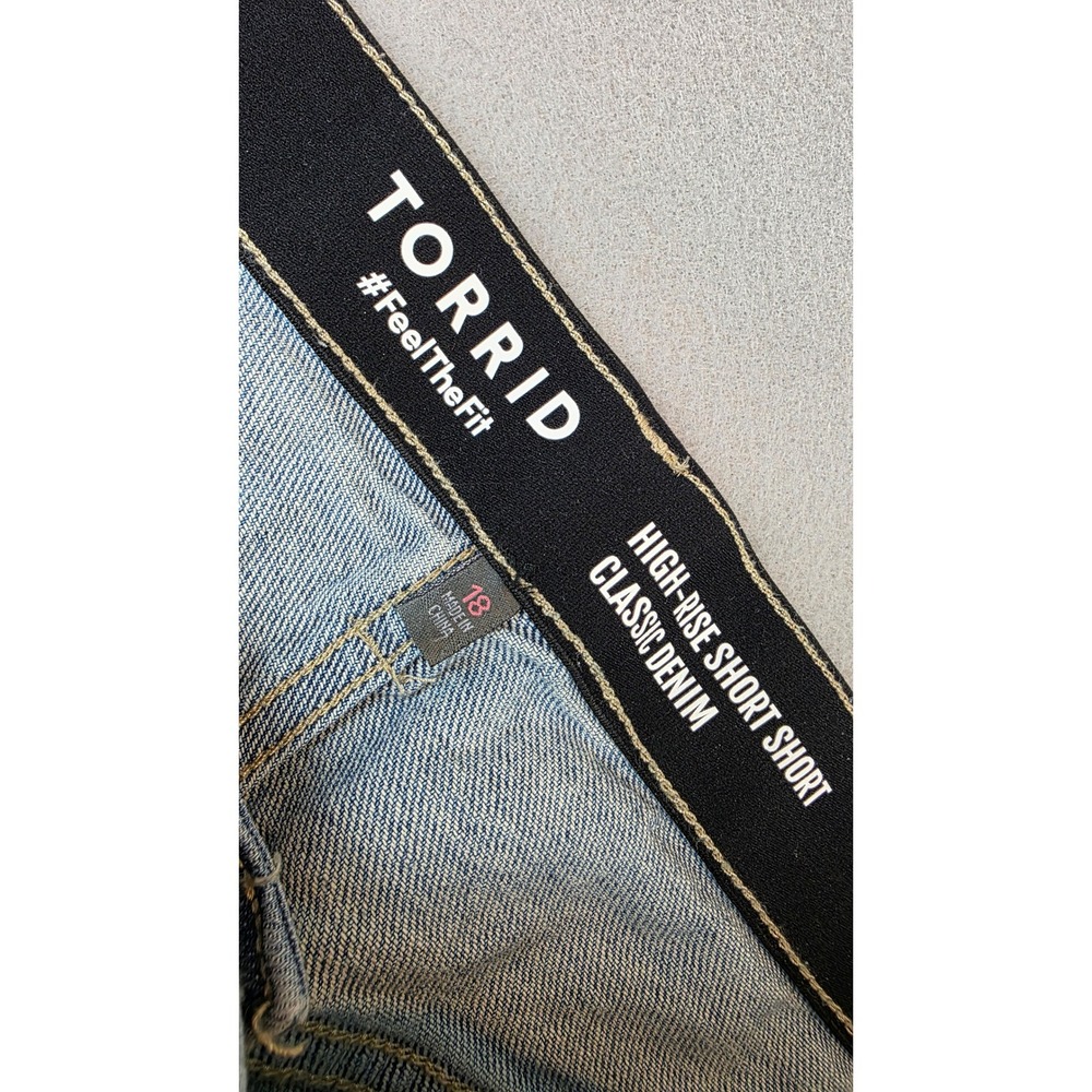 Torrid Womens 18 High Rise Short Short Distressed Classic Denim Jean Shorts Blue - Picture 7 of 12
